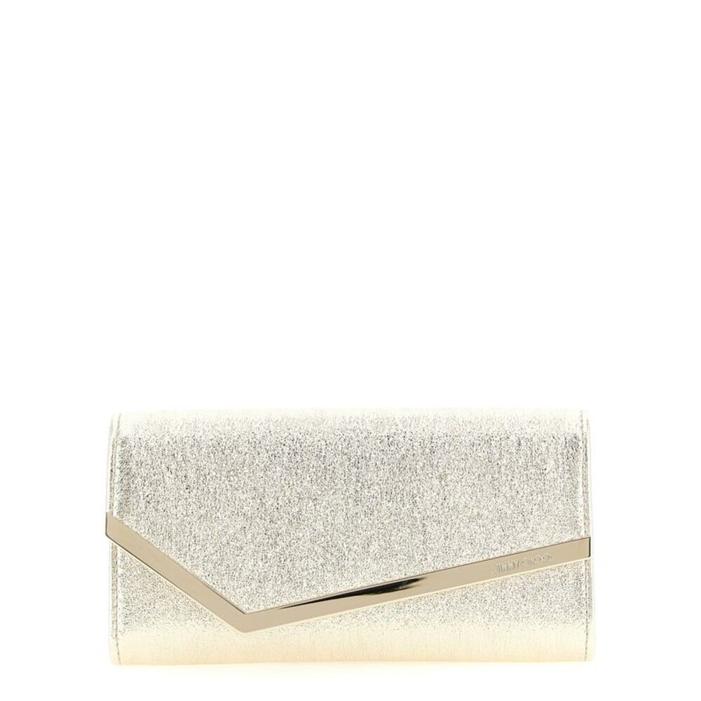 Jimmy Choo Gold Lamb Leather Clutch Women's Bag